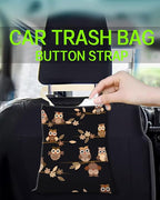 Car Trash Can, Durable Hanging Car Trash Garbage Bag, Cute Automotive Garbage Cans Organizer, Cute Brown Cartoon Owls