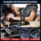 Car Cup Holder Expander - 3 in 1 Cup Holder Adapter with Adjustable Base - Detachable Phone Holder & 360° Rotation Food Tray for Car - Compatible with Vehicles, Car, Road Trip Essentials