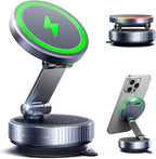 MagSafe Car Charger Mount, 15W Fast Wireless Charging Phone Holder, 108LB Vacuum Suction Cup & 3800gf Strong Magnet, 360° Adjustable Dashboard Windshield Mount for iPhone 17 Pro Max/17 Air/16-12