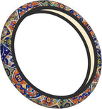 Mexican Talavera Tiles Style Steering Wheel Cover Auto Steering Wheel Protector Anti-Slip Breathable and Sweat Absorption Universal Car Accessories15 Inch Fit Auto Sedan Vans Trucks SUV