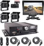 4 Channel 1080P AHD Mobile Vehicle Car DVR Black Box Video Recorder Kit with 4pcs Waterproof Side Rear View Backup Night Vision IR Car Camera 7" HD Car Monitor