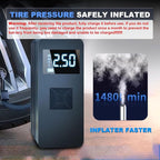 Tire Inflator Portable Air Compressor with Digitally Display Pressure Gauge 20000mA, Car Air Compressor Pump with Jump Starter 150PSI, 14.8 V Car Battery Jump Starter Portable