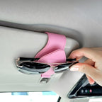 Car Visor Sunglasses Holder, Magnetic Vehicle Sun Visor Eyeglasses Hanger Ticket Card Holder Clip, Auto Interior Sunvisor Glasses Mounter Organizer, Universal for Vehicles (Pink)