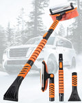 Ice Scrapers for Car Windshield, 43'' Three Stage Extendable Aluminum Alloy Car Snow Scraper and Brush, 180° Pivoting Snow Brush and Ice Scraper for Car, Truck, SUV