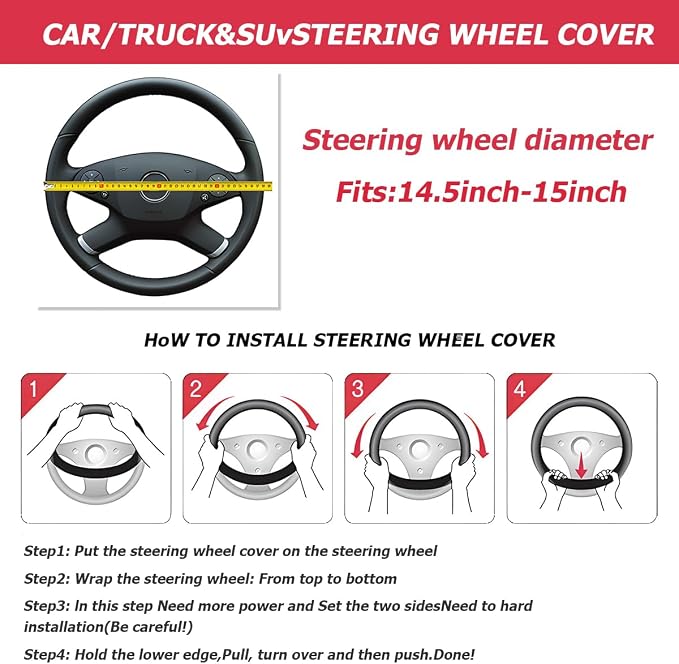 Mandark Car Steering Wheel Cover, Suede Sport Vehicle Steer Wheel Protector Fitting 15 Inch, Non-Slip Comfortable Automotive Interior Decoration Accessories, Universal for Most Cars (Wine Red)