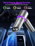 Vacuum/Air Duster 80,000RPM Super Power Mini Car Vacuum Cleaner 4-in-1 air Blower Gun Air Duster & Air Blower & Pump Hand Electric air Duster Handheld dust Blower Blower Cordless (Purple)
