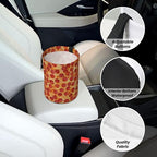 Car Garbage Bag Pizza Pepperoni Mini Car Trash Bin Portable Collapsible Waterproof Rubbish Bag for Car Accessories Back Front Seat Cup Holder