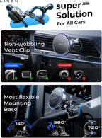 15W MagSafe Car Mount Charger,[Carbon Fiber] Magnetic Wireless Car Charger, Dashboard & Air Vent Car Phone Mounts, Magnetic Phone Holder for Car Mount for iPhone 17/16/15/14/13/12, Samsung Pixel | Carbon Fiber 15W Magsafe Car Mount Charger, 2 in...