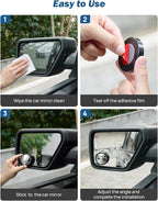 Blind Spot Mirror 2 Pack HD Frame Convex Glass for Wide Angle View and Safer Lane Changing Compatible with Cars SUVs Trucks RVs Easy Stick On & Long Lasting Durability