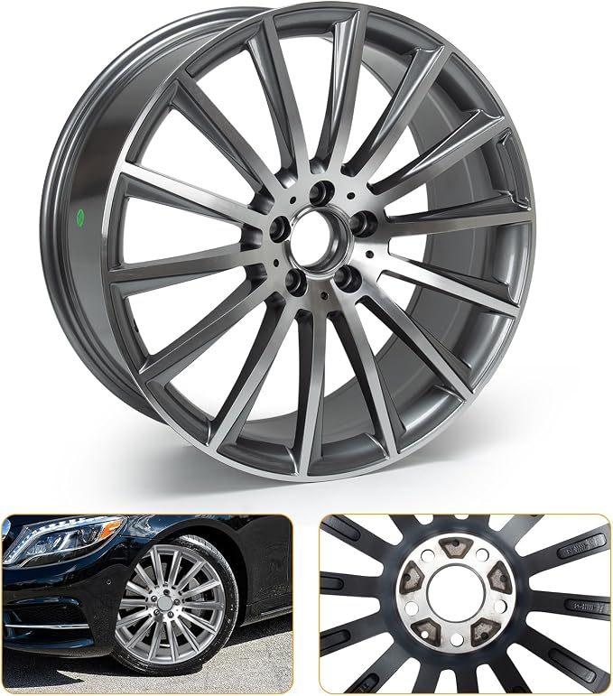 New 20x8.5" 20 Inch Rear Multispoke AMG Style Aluminum Alloy Wheel Rim Compatible with S500 S550 | OEM Design, Alloy Replacement Wheel, Super Duty Car Rims Replacement, OE Stock Specs