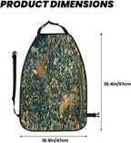 William Morris Greenery Forest Animals Pheasant Fox Blue Green Floral Car Seat Back Kick Protectors Kick Mats With Storage Pockets For Vehicles To Protect From Dirt Mud Scratches 2 Pack
