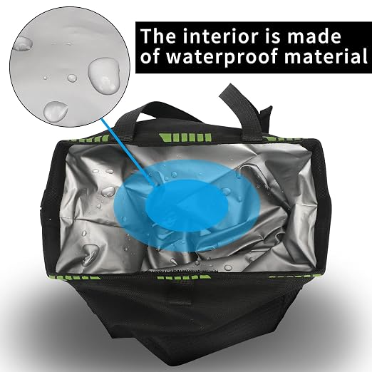 Hanging Car Trash Can with 4 Storage Pockets, Waterproof Leakproof Oxford Auto Garbage Bag, Adjustable Garbage Bag, Foldable Car Trash Bin Fit for Truck, SUV, Home, Office