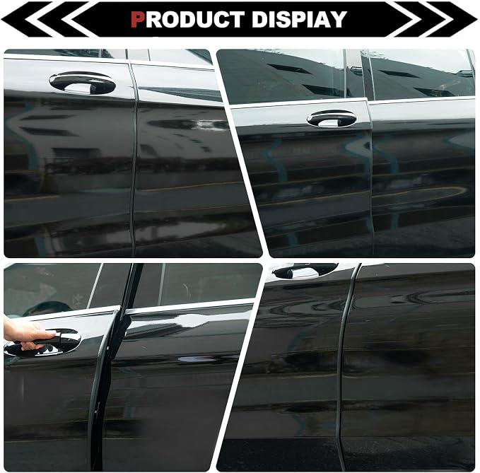 Car Door Protector 5M,Rubber Door Protectors for Vehicles No Glue Car Accessories Rubber U Shape Car Trim Door Protectors Seal for Sedan, Trucks, SUV, ATV, Boats (Black,16.4Ft)
