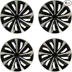 Hubcaps Wheel Covers Replacement R14 Size Hub Cap Universal-Fit Steel Wheel Rim Caps ABS Tire Cover Snap on Most Car Truck SUV Sedan -Set of 4（14-inch，Silver-Black）