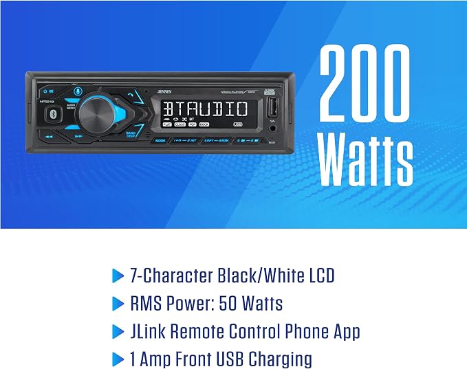 MPR210 Single DIN Bluetooth Car Stereo, Hands-Free, AM/FM, USB | Bluetooth hands-free calling and streaming, push-to-talk assistant, USB playback and charging