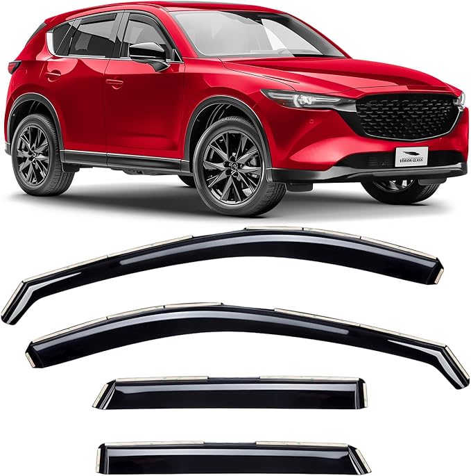 Voron Glass in-Channel Extra Durable Rain Guards for Mazda CX-5 2017-2025, Window Deflectors, Vent Window Visors, 4 Pieces - 200682