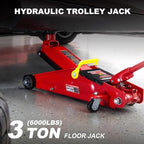 T83006 Torin Hydraulic Trolley Service/Floor Jack with Extra Saddle (Fits: SUVs and Extended Height Trucks): 3 Ton (6,000 lb) Capacity, Red