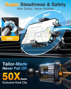 Phone Holders for Your Car Ultimate Military-Grade Car Phone Holder Mount【Patent & Safety Certs】Upgraded Shockproof Truck Air Vent Phone Mount for iPhone 17 Pro Max 16 Samsung Android,Silvery