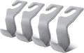 Car Seat Hooks for Purses and Bags, 4 Pack Car Purse Holder for Grocery Bag Handbag Clothes, Metal Headrest Hooks Covered by Leather, Gray