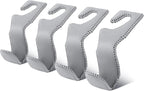Car Seat Hooks for Purses and Bags, 4 Pack Car Purse Holder for Grocery Bag Handbag Clothes, Metal Headrest Hooks Covered by Leather, Gray