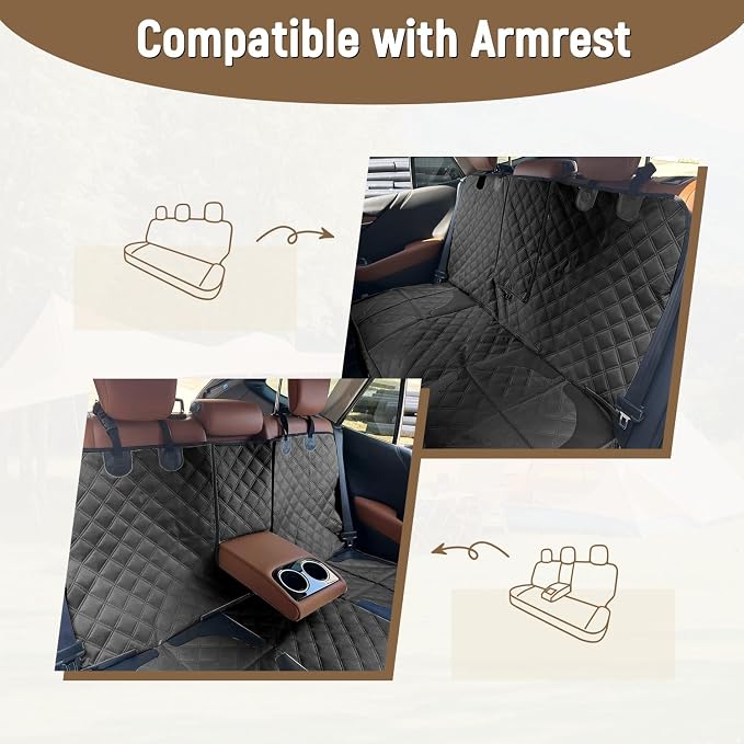 Pet Bench Seat Covers for Mid-Size Sedans and SUVs, Heavy Duty Nonslip Car Seat Protector for Child Car Seat, Waterproof Back Seat Covers for Dogs and Kids, Armrest & Seatbelt Access(Black)