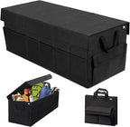 Trunk Organizer with Lid, 72L Large Capacity Car Organizer, 12 Pockets with Non-Slip Bottom, Collapsible 3 Compartments Car Storage Organizer for Suv/Jeep/Sedan/Van/Grocery, Black