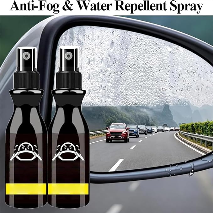 Anti-Fog & Water Repellent Spray, Anti-Fog Car Defogger Glass Cleaner Spray, Glass Coating For Windshield, Water Repellent Sprays for Windows, Windshields, Mirrors (2pcs)