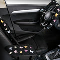 Embroidery Cute Steering Wheel Cover Butterfly Decor+Center Console Cover+Belt Cover,Anti-Slip,Sweat Absorption,3pcs