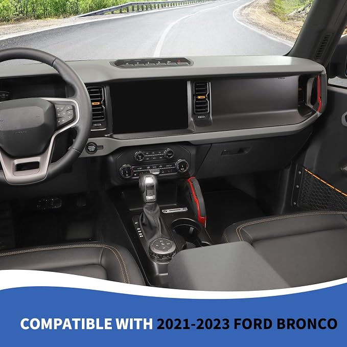 Center Console Dash Grab Handle Cover Trim Compatible with 2021-2024 Ford Bronco Interior Accessories, Red (Not for Bronco Sport)