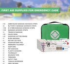 Home-Businesses First-Aid Emergency-Kit for Camping-Car - 300 Pcs Urgent Essential First Aid Kits Refill Supplies with Tourniquet Bandages for Workpalce Green