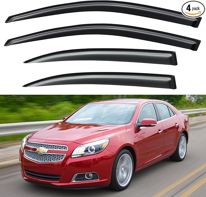 Window Visors Rain Guards for 2013 2014 2015 13 14 15 Chevy Malibu, Out-Channel Window Vent Wind Deflectors Visors Shades for 2016 Malibu Limited