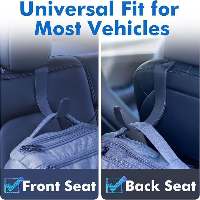 XL Hard Hat Holder for Truck, Heavy-Duty Headrest Hooks, Seat Back Organizer for Hard Hats, Bags & Gear, Universal Truck & Car Headrest Organizer, 2-Pack