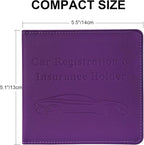 Car Registration and Insurance Holder, Vehicle Glove Box Car Organizer Men Women Wallet Accessories Case for Cards, Essential Document, Driver License, Purple