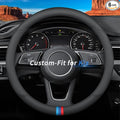 Deer Route Custom-Fit for Kia Steering Wheel Cover, Premium Leather Car Steering Wheel Cover with Logo, Non-Slip, Breathable, for