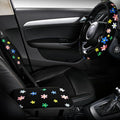 Embroidery Cute Steering Wheel Cover Floral Decor+Center Console Cover+Belt Cover,Anti-Slip,Sweat Absorption,3pcs