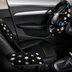 Embroidery Cute Steering Wheel Cover Floral Decor+Center Console Cover+Belt Cover,Anti-Slip,Sweat Absorption,3pcs