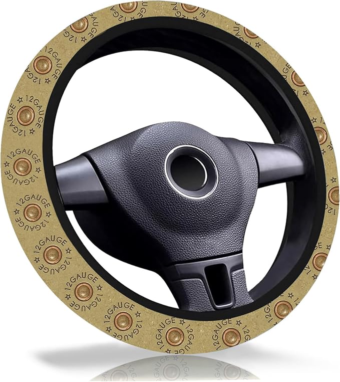 Cool Bullet Shape Steering Wheel Cover 15" Universal Neoprene Steer Cover | 12 Gauge Car Accessories Decor Non-Slip Fit Auto SUV Truck, Cool Bullet Gifts for Women Men Birthdays Festivals
