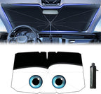 Windshield Sun Shade 2025 Car Accessories 100% Blackout Car Front Windsow Shades Umbrella Automotive Sun Visor Block Heat Insulation Protection (Black Eyes)