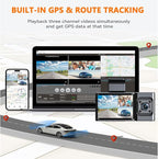 3 Channel Dash Cam, 4K+1080P+1440P Front Inside and Rear Car Camera, Free 128G Card, Triple Dash Camera Built-in WiFi GPS, HDR Night Vision, G Sensor, 170° Wide Angle, 24H Parking Mode
