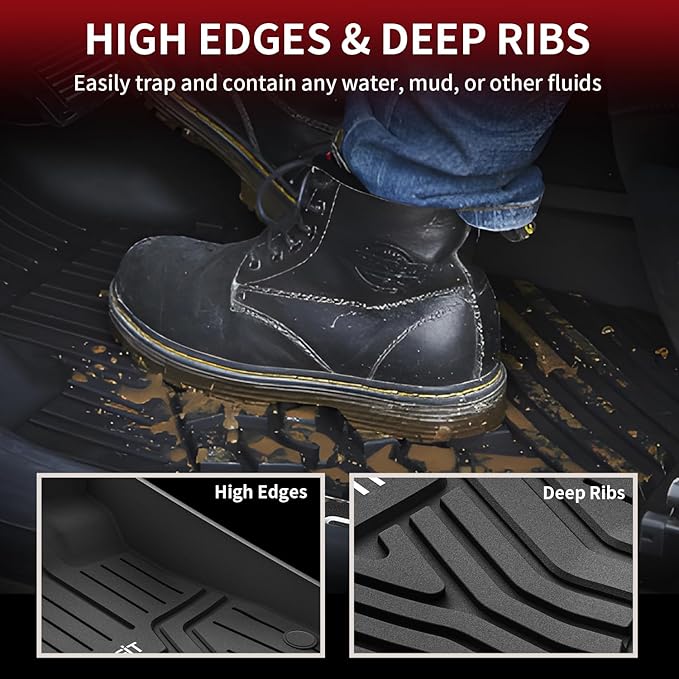 Floor Mats and Cargo Liner for Honda CR-V 2026 2025 2024 2023 (Gasoline & Hybrid & e:FCEV), All Weather TPE Car Trunk Mat (Upper Position), 1st & 2nd Row & Trunk Liner Full Set Black