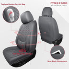 Front Car Seat Covers - Luxury Breathable Waterproof Faux Leather Car Seat Cushion Protectors with Lumbar Support, Universal Fit for Most 5 Seats Vehicles, Sedans, Hatchbacks, and Trucks, Gray
