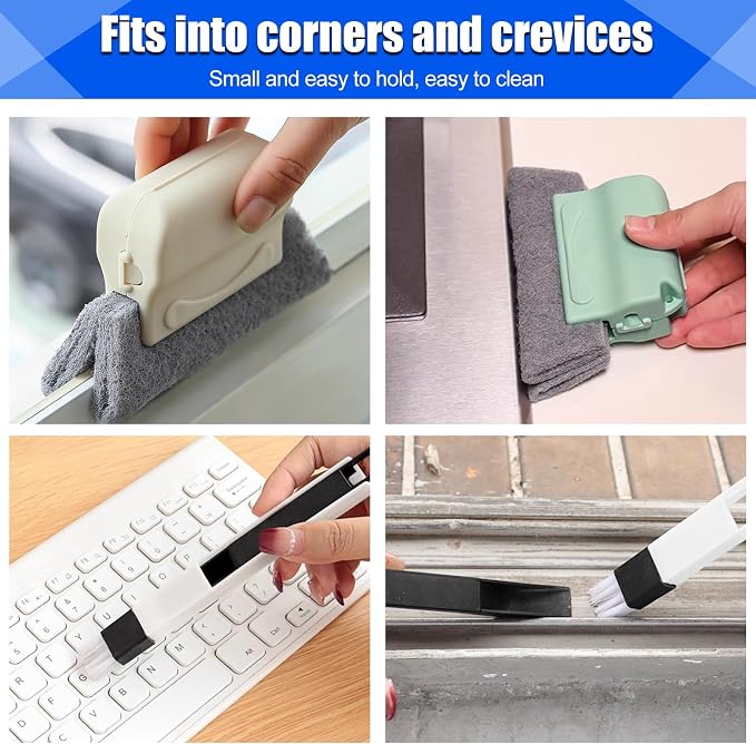 Magnetic Window Cleaner, Windshield Magnetic Car Window Cleaner Tool with Anti-Falling Rope, Track Cleaner and Dustpan Cleaning Brush, for Glass Thickness 3-10mm
