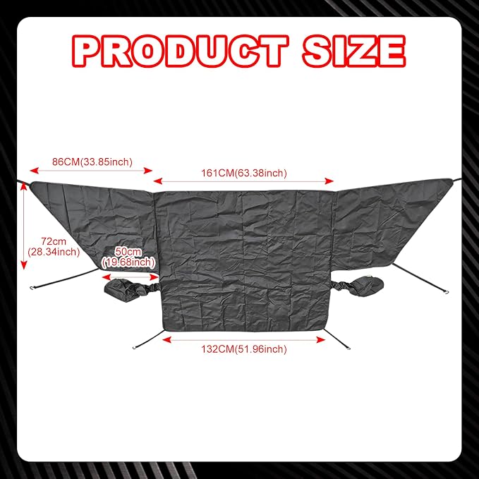 Car Windshield Cover - 6-Strap Oxford Fabric Protector, Waterproof Reflective Strips, Universal Fit for Car SUV Truck (200"x78")