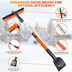 45.7" Extendable Snow Brush and Larger Ice Scrapers for Car Windshield, Scratch-Free Snow Brush with 360° Pivoting Head & Non-Slip Foam Grip, Ice Removal Tool for Car, SUV, Trucks