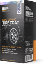 Rapid Ceramic Tire Coat - Long-Lasting Deep Black Tire Shine | Lasts up to 10X longer than traditional tire dressings with a natural satin and a no-sling ceramic finish. Car, truck, & SUV