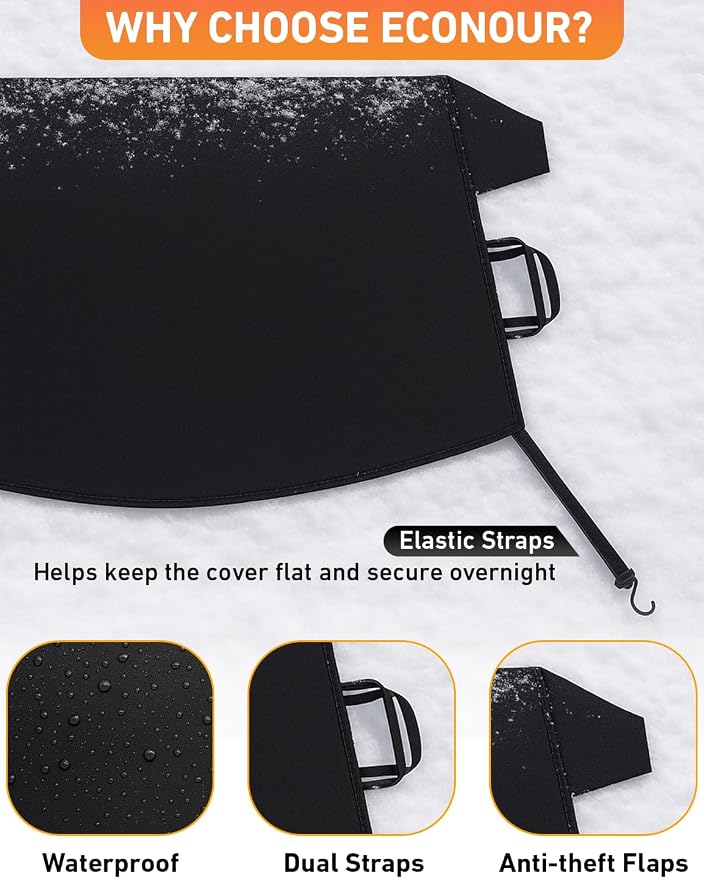 Car Snow Cover Compatible for Toyota Highlander| Windshield Cover for Ice and Snow with S-Hook Straps | Heavy-Duty 600D Oxford Winter Car Cover, Waterproof & Anti-Slip