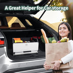 Car Trunk Organizer, Leather Collapsible Trunk Organizer for suv with Lid and Push-pull Handle Car Trunk Storage Organizer for Cars, SUV, Minivan, Truck, Sedan (White)