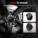4 Pack Car Wheel Center Hub Cap Kit with 22 Lug Nut Covers, 2.2 In (56mm) Wheel Rim Covers Center Hubcaps for Model 3 / Y, Glossy Black Gray & Silver Exterior Decoration Accessories for Tesla