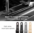 2 PCS Car Seat Headrest Hook, Microfiber Leather Purse Hooks Back Seat Storage Organizer, Auto Interior Headrest Holder for Hanging Bag Coat Grocery, Car Accessories (Beige)