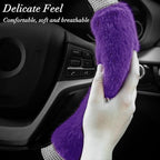Rhinestone Fluffy Steering Wheel Cover - Comfortable Non-Slip Luxury Faux Wool, Universal Fit for 14.5" to 15" Steering Wheels